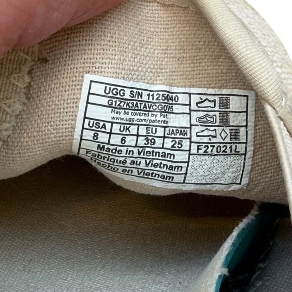 UGG Women's Canvas Slip-On Espadrille Shoes‎ Cream Size 8